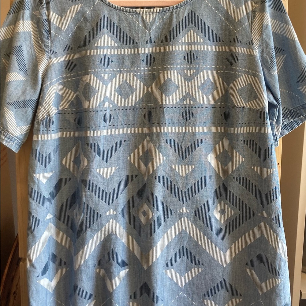 Old Navy Blue and White Geometric Midi Dress